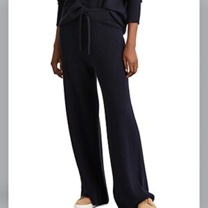 LAUREN RALPH LAUREN NWT Wide Leg Washable Cashmere Pants Ribbed S Navy Blue